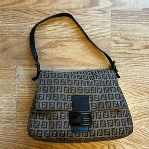 Fendi Brown and Black Zucca Mama Baguette Bag